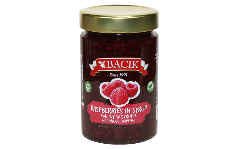 Raspberries in syrup