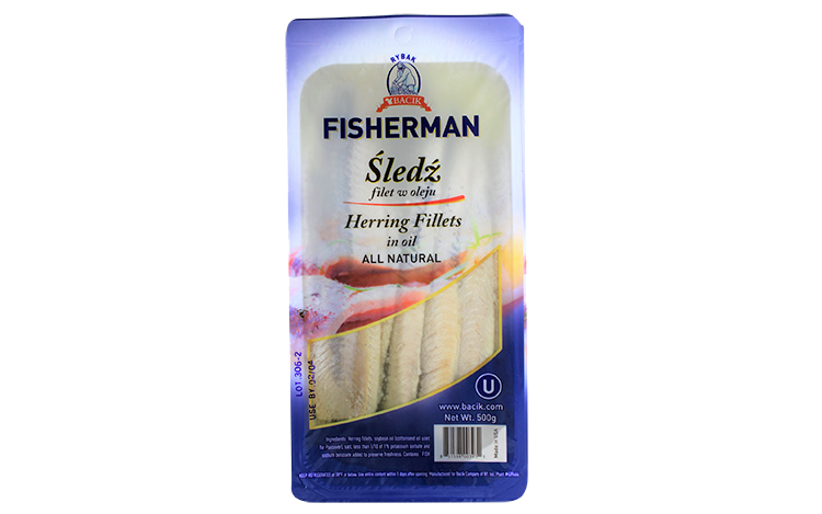 Herring in oil trays